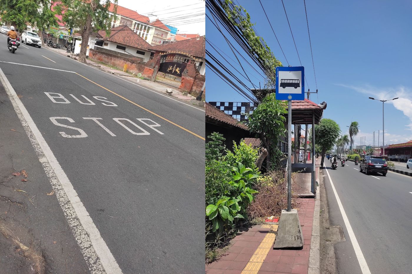 バス停の道路サインと標識